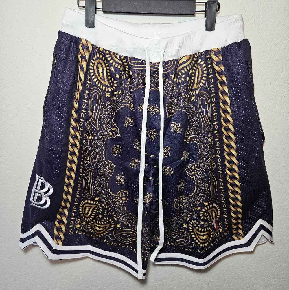Mens Collect Select x Ben Baller Swingman Basketball Shorts Purple/Gold Sz XL
